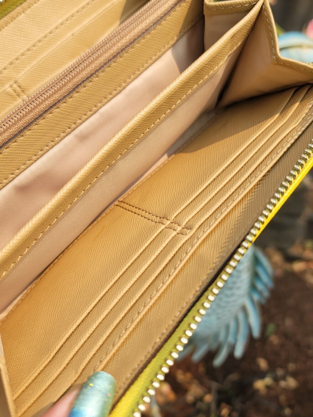 Coach Signature Stripe Yellow Wallet - Picture 6 of 14